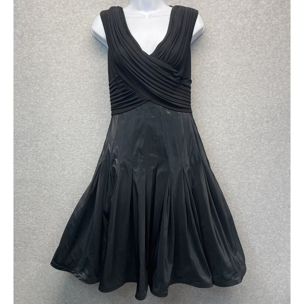 Tadashi Collection Taffeta Fit & Flare Dress Womens 4 Black‎ Sleeveless Cocktail